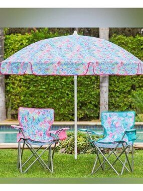 New Lilly Pulitzer Pottery Barn Mermaid Cove Multicolor Family Beach Umbrella